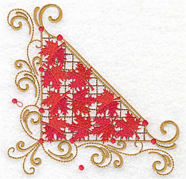 Picture of Victorian Fall Leaves Corner Machine Embroidery Design