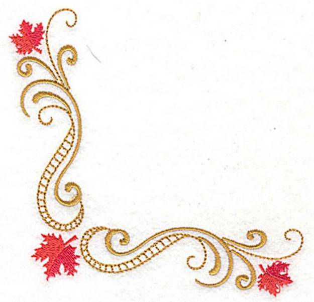 Picture of Victorian Fall Leaves Corner Machine Embroidery Design