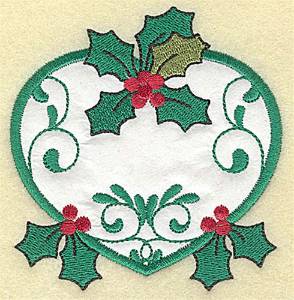 Picture of Holly Heart Applique Machine Embroidery Design