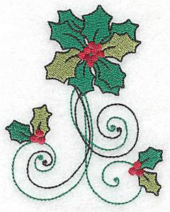 Picture of Vertical Holly Swirls Machine Embroidery Design