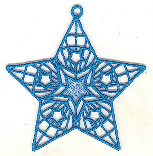 Picture of FSL Blue Star Ornament Machine Embroidery Design