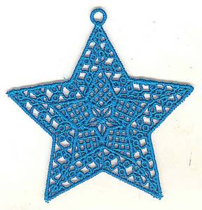 Picture of FSL Blue Star Ornament Machine Embroidery Design