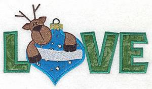 Picture of Love Reindeer Applique Machine Embroidery Design