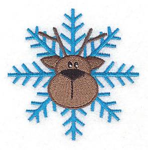 Picture of Reindeer Head Snowflake Machine Embroidery Design