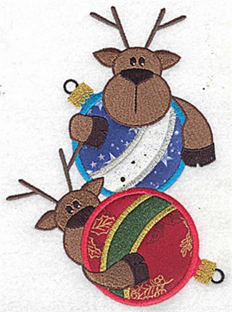 Picture of Two Reindeer Applique Machine Embroidery Design