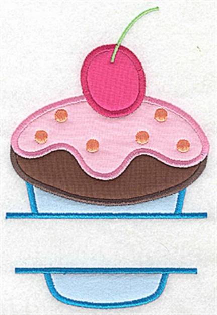 Picture of Cherry Cupcake Split Machine Embroidery Design