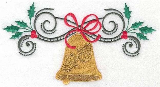 Picture of Swirly Christmas Bell Machine Embroidery Design