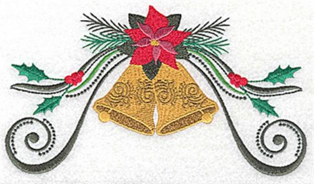 Picture of Poinsettia Bells Swirl Machine Embroidery Design