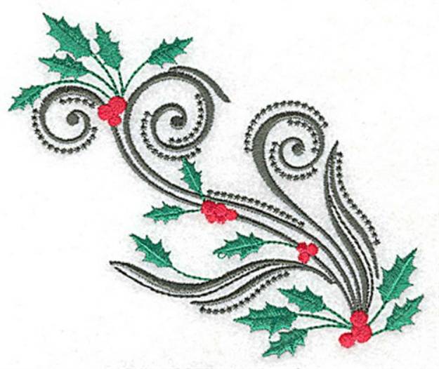 Picture of Holly & Berries Swirl Machine Embroidery Design