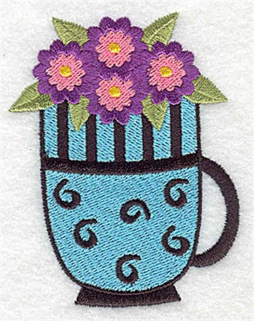 Picture of Mug Of Flowers Machine Embroidery Design
