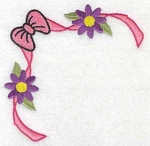 Picture of Ribbon & Flower Corner Machine Embroidery Design