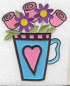 Picture of Rose Teacup Applique Machine Embroidery Design