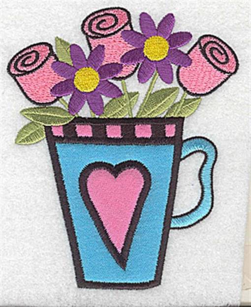 Picture of Rose Teacup Applique Machine Embroidery Design