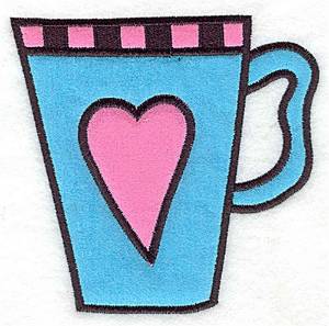 Picture of Heart Teacup Applique Machine Embroidery Design