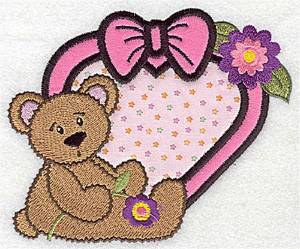 Picture of Heart Teddy Applique Machine Embroidery Design
