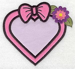 Picture of Framed heart with bow double applique Machine Embroidery Design