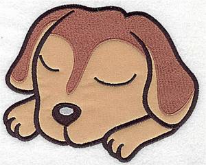 Picture of Napping Pup Applique Machine Embroidery Design