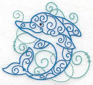 Picture of Dolphin Of Swirls Machine Embroidery Design