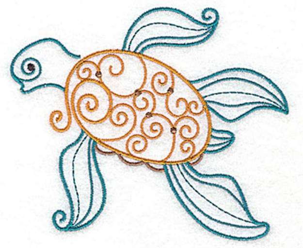 Picture of Sea Turtle Swirls Machine Embroidery Design