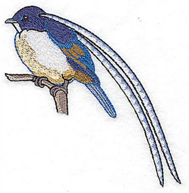Picture of Long Feather Bird Machine Embroidery Design