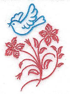 Picture of Bluebird and Flowers Machine Embroidery Design