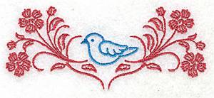 Picture of Bluebird In Flowers Machine Embroidery Design