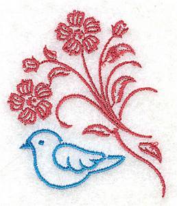 Picture of Bluebird and Stem Machine Embroidery Design