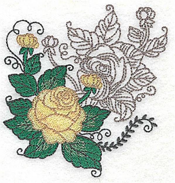 Picture of Double Roses Machine Embroidery Design