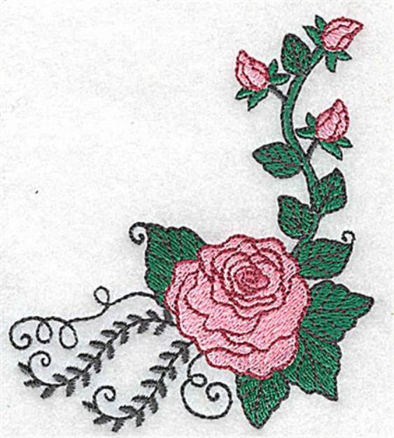 Picture of Rose Corner Machine Embroidery Design