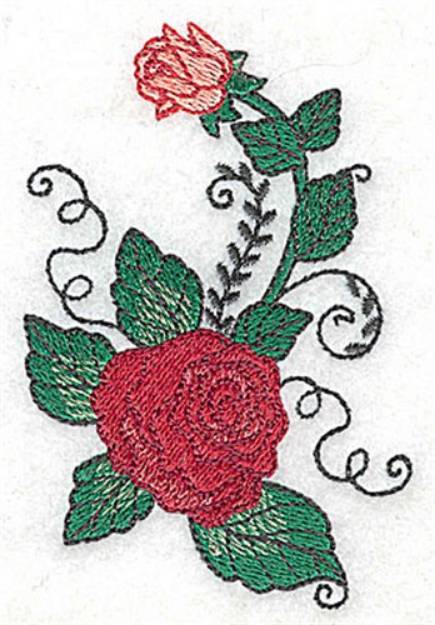 Picture of Rose & Bud Machine Embroidery Design