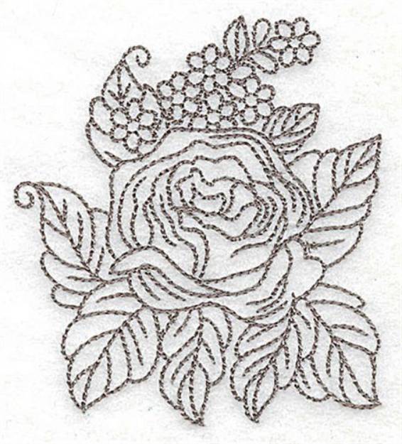 Picture of Rose With Flowers Machine Embroidery Design