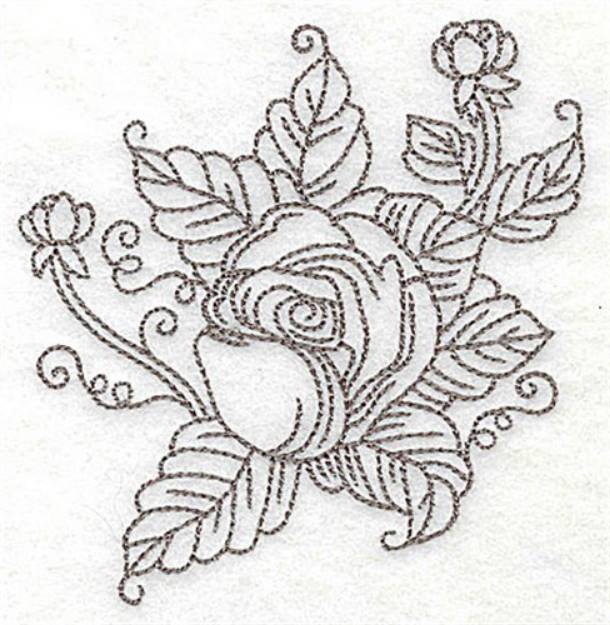 Picture of Rose Motif Outline Machine Embroidery Design