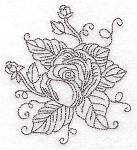 Picture of Rose Buds Outline Machine Embroidery Design