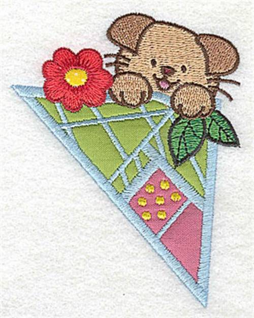 Picture of Puppy & Flower Applique Machine Embroidery Design
