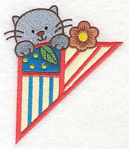 Picture of Corner Kitty Machine Embroidery Design