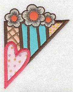 Picture of Corner Heart & Flowers Machine Embroidery Design