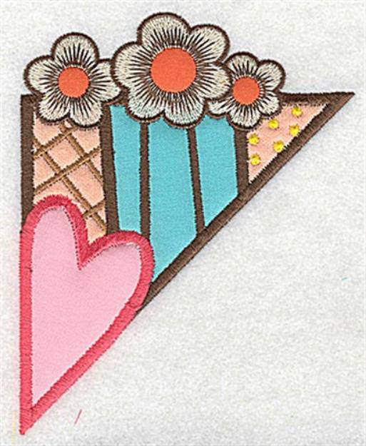 Picture of Corner Heart Floral Machine Embroidery Design