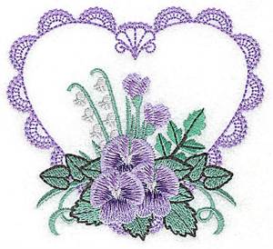 Picture of Pansy Heart Machine Embroidery Design