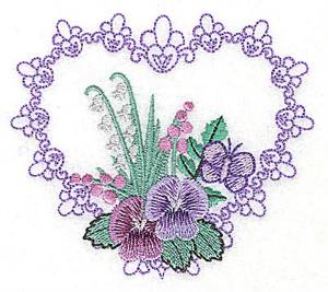 Picture of Fancy Heart Floral Machine Embroidery Design