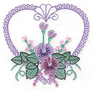Picture of Floral Heart & Shell Machine Embroidery Design