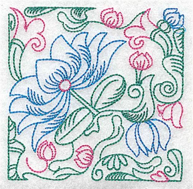 Picture of Tropical Flower Outline Machine Embroidery Design