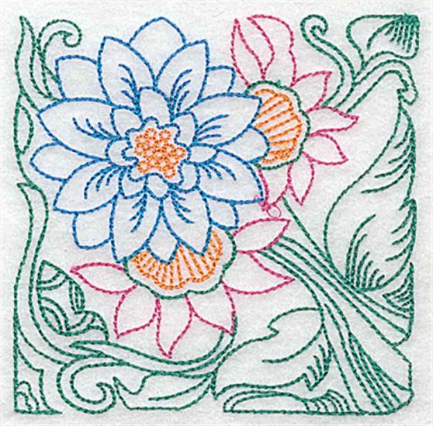 Picture of Colorful Floral Machine Embroidery Design