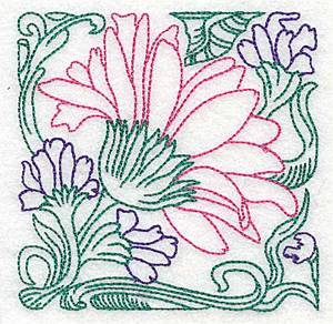 Picture of Flowers & Vine Outline Machine Embroidery Design