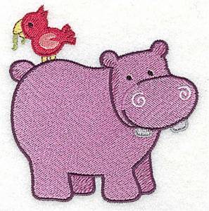 Picture of Hippo & Bird Machine Embroidery Design