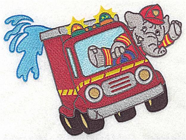 Picture of Elephant Fireman Machine Embroidery Design