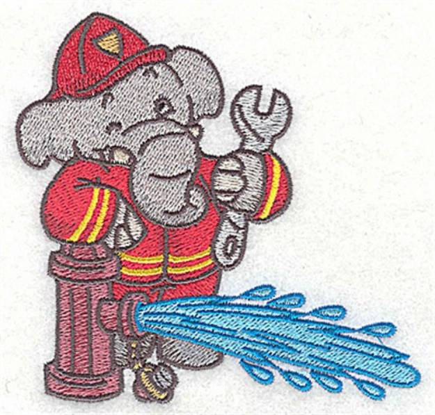 Picture of Elephant At Hydrant Machine Embroidery Design