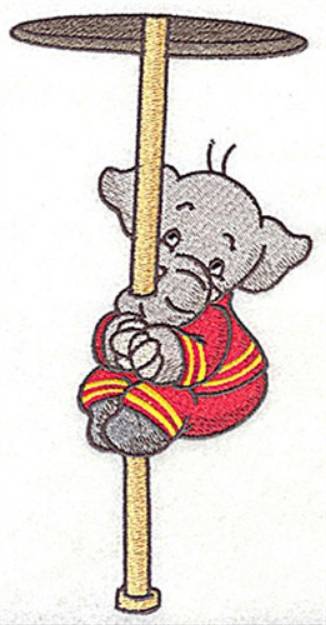 Picture of Elephant On Fire Pole Machine Embroidery Design
