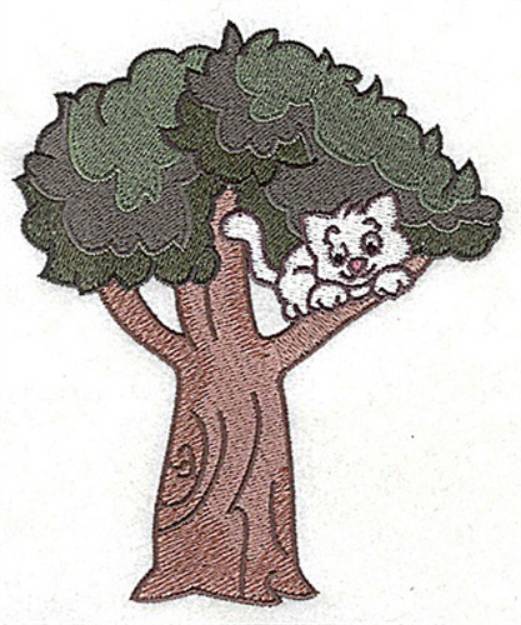 Picture of Kitten In Tree Machine Embroidery Design