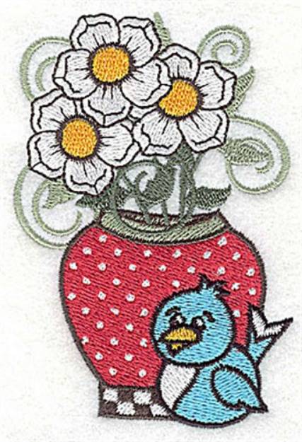 Picture of Flowers In Vase Machine Embroidery Design
