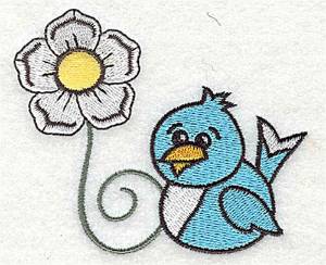 Picture of Bluebird  Floral Machine Embroidery Design